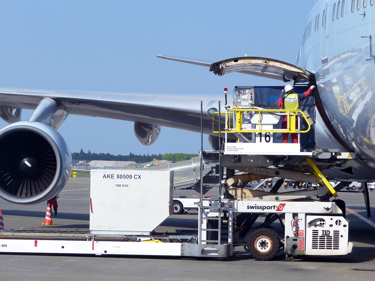 Air cargo charter aircraft loading freight for the Bahamas