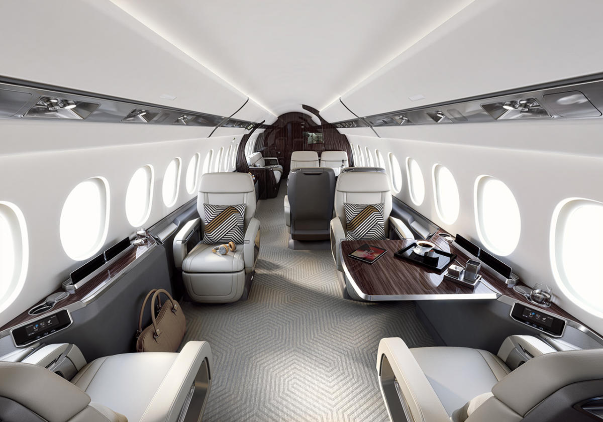 Dassault Falcon 6X cabin for Bahamas charter