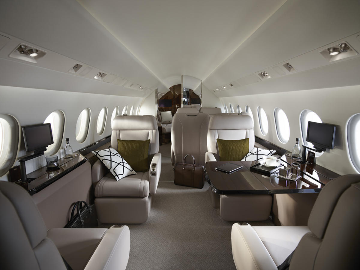 Dassault Falcon 900LX cabin for Bahamas charter