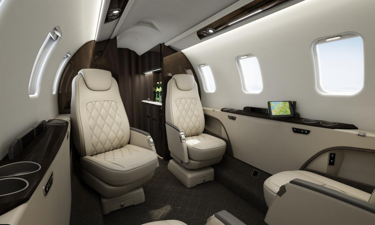 Learjet 75 cabin for Bahamas charter